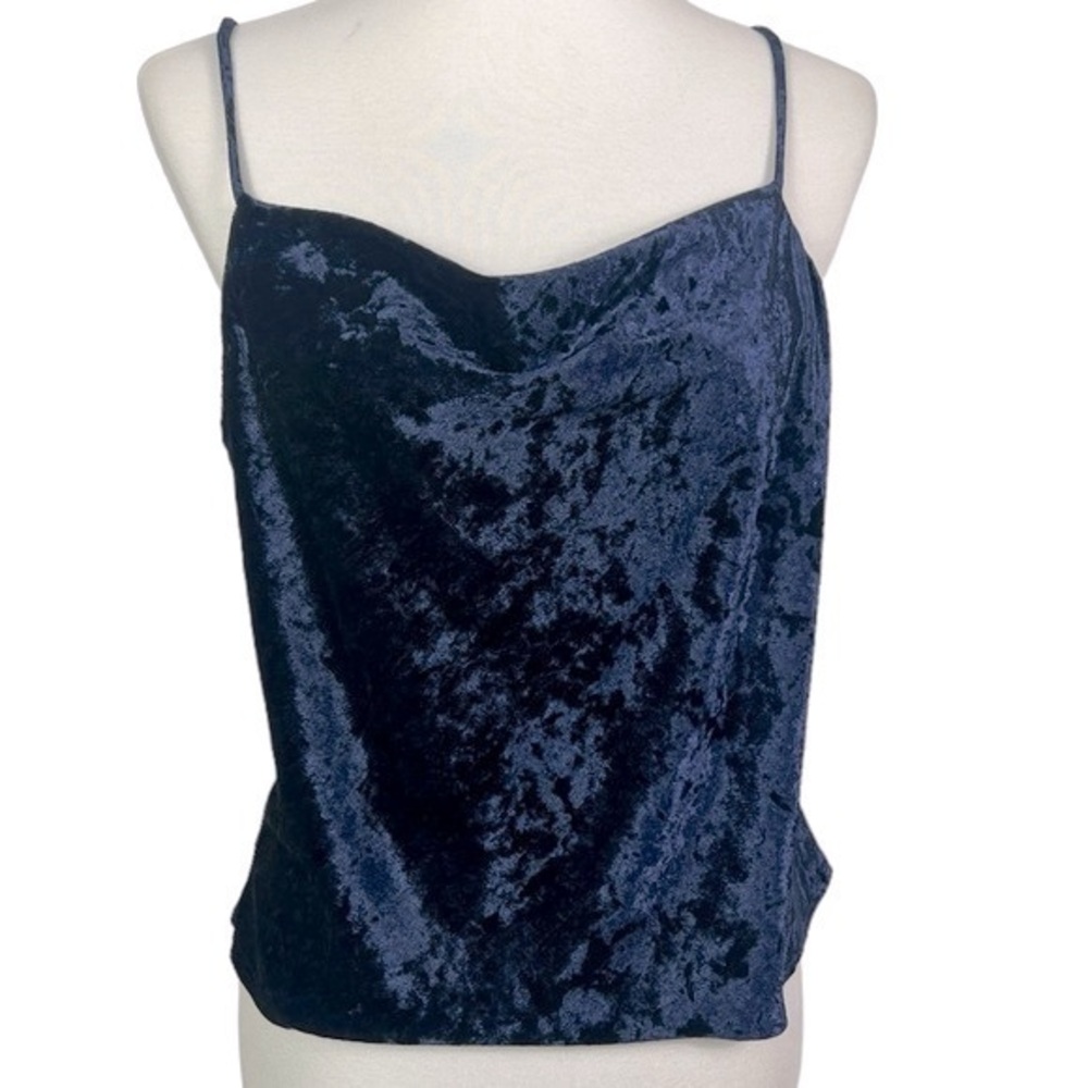 Intimately Free People Navy Velvet Draped Neckline Cami Tank